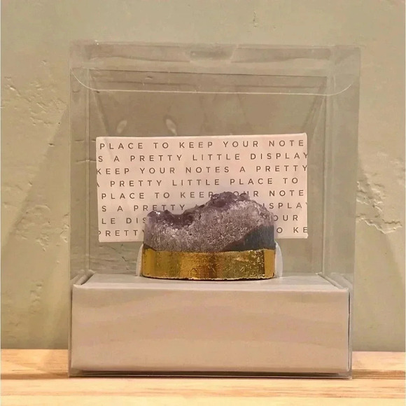 Genuine Amethyst Cluster.Desktop Note Holder. Amethyst Cluster + Gold Base. NWTS - Picture 9 of 10